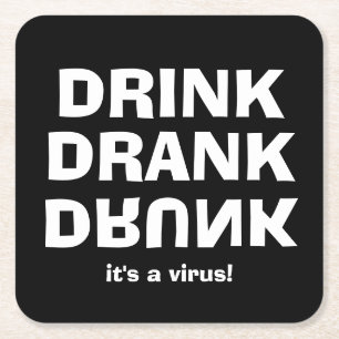 Drink Drink Drink - Het is een virus op zwart Kartonnen Onderzetters