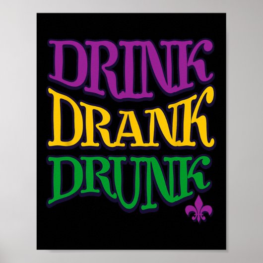 Drink Drink Drink Mardi Gras Gras Grappig Drink Bi Poster (Voorkant)