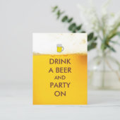 Drink een bier en partij op briefkaart (Staand voorkant)