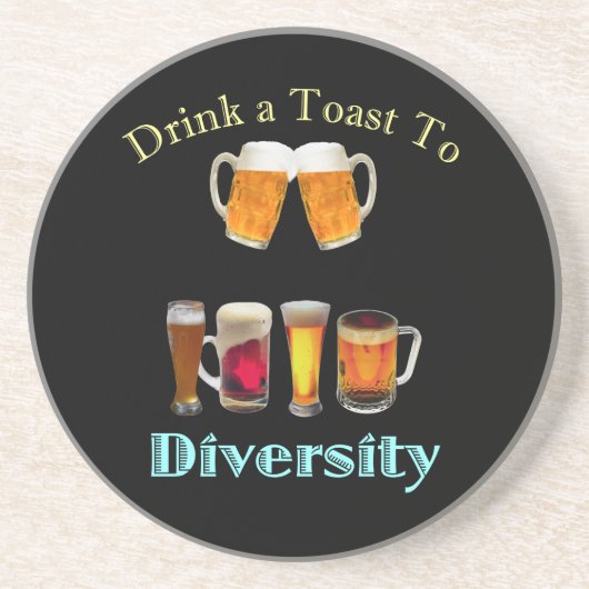 Drink een Toast aan Diversiteit Zandsteen Onderzetter (Voorkant)