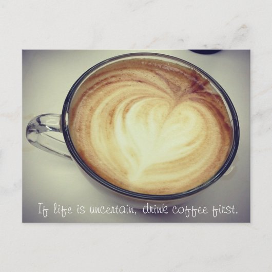Drink eerst koffie briefkaart (Voorkant)