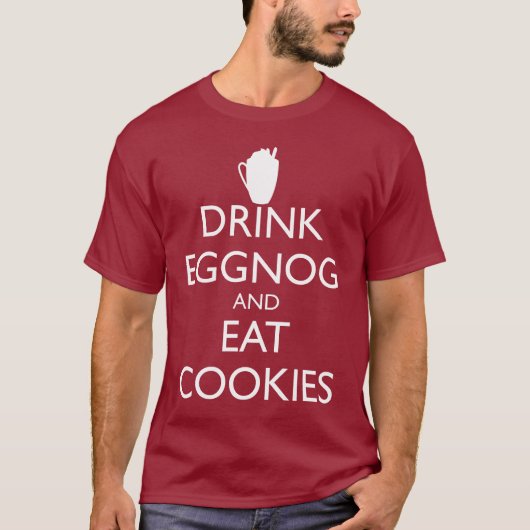 DRINK-EGGNOG EN EAT-KOEKIËN T-SHIRT (Voorkant)