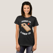 Drink Em & Sinking Em Bean Bag Toss Cornhole Te T-shirt (Voorkant volledig)