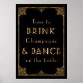 DRINK en DANCE Gatsby, geïnspireerd trouwbord Poster (Voorkant)
