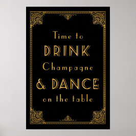 DRINK en DANCE Gatsby, geïnspireerd trouwbord Poster