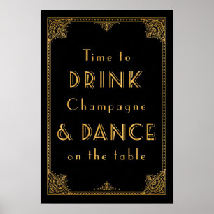 DRINK en DANCE Gatsby, geïnspireerd trouwbord Poster