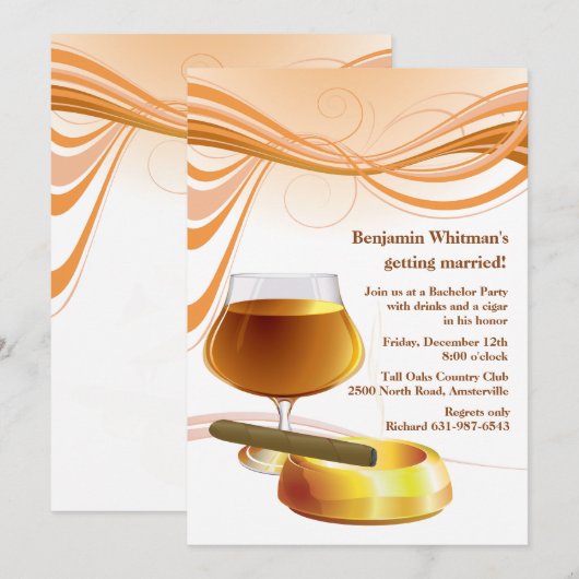 Drink en een uitnodiging van de Bachelorpartij van (Voorkant / Achterkant)