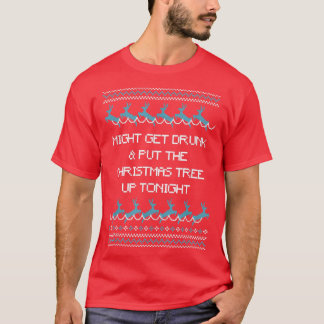 Drink en met de kerstboom omlaag. t-shirt
