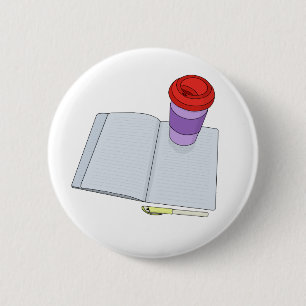Drink en schrijven ronde button 5,7 cm