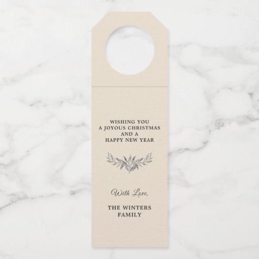 Drink en wees Merry Holiday Silver Lijst Foto Flessenhanger (Achterkant)