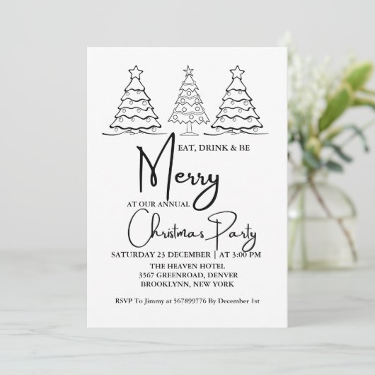 Drink en wees vrolijk jaarlijkse kerstfeestdag aankondiging (Staand voorkant)
