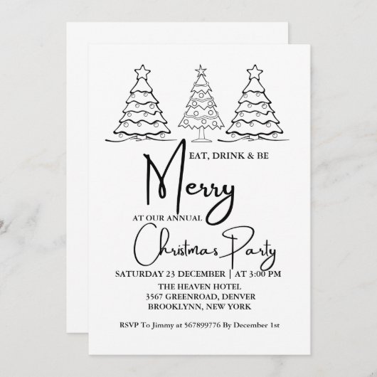 Drink en wees vrolijk jaarlijkse kerstfeestdag aankondiging (Voorkant / Achterkant)