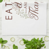 drink eten en dankbaar zijn theedoek (Gevouwen)