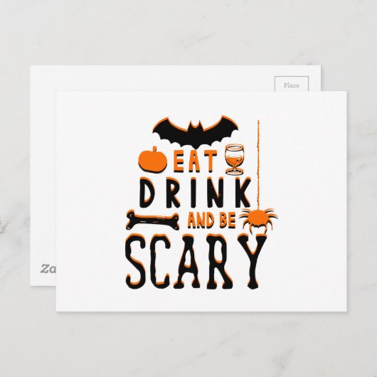 drink eten en enge halloween zijn briefkaart (Voorkant / Achterkant)