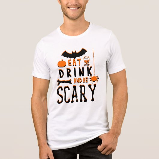 drink eten en enge halloween zijn Tri-Blend shirt (Voorkant)