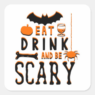 drink eten en enge halloween zijn vierkante sticker