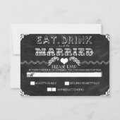 drink eten en trouwen krijtbord bruiloft RSVP (Voorkant)