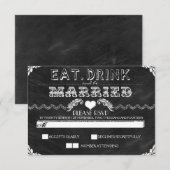 drink eten en trouwen krijtbord bruiloft RSVP Kaartje (Voorkant / Achterkant)