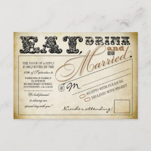 drink eten en trouwen RSVP Kaartje