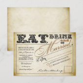 drink eten en trouwen RSVP Kaartje (Voorkant / Achterkant)