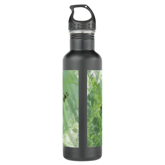 Drink flesje groene libellen waterfles  (Achterkant)