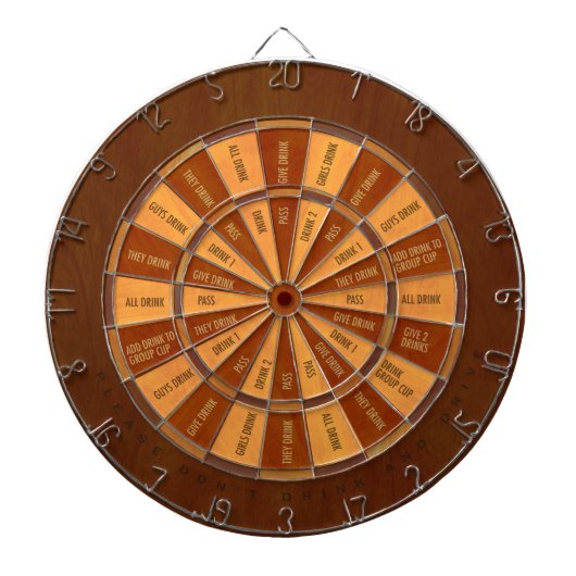 Drink game in Faux Inset Wood Dartbord (Voorkant)