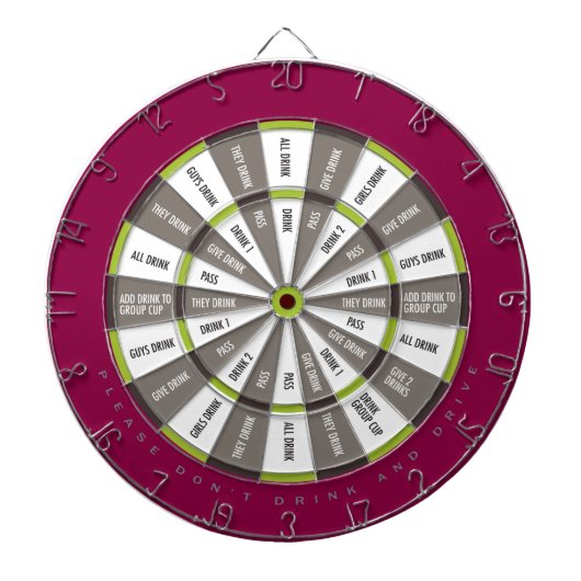 Drink game in Maroon Grey Green Dartbord (Voorkant)