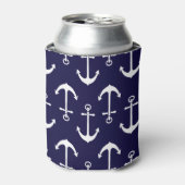 Drink Gezellig | Wit ankerspatroon Blikjeskoeler (Blikje Voorkant)