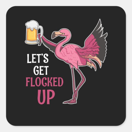 Drink Girls Party Flamingo Vierkante Sticker (Voorkant)