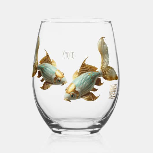 Drink Glass/Porcelain Koi/Drinkware Set Wijnglas Zonder Voet (Voorkant)