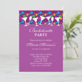 Drink Glasses Modern Bachelorette Invitation Kaart (Staand voorkant)
