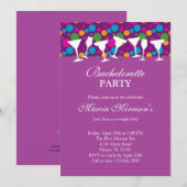 Drink Glasses Modern Bachelorette Invitation Kaart (Voorkant / Achterkant)