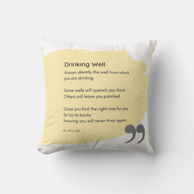Drink goed gedicht geel kussen (Voorkant)