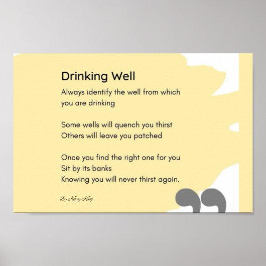 Drink goed gedicht Yellow Wall Art Decor Poster (Voorkant)