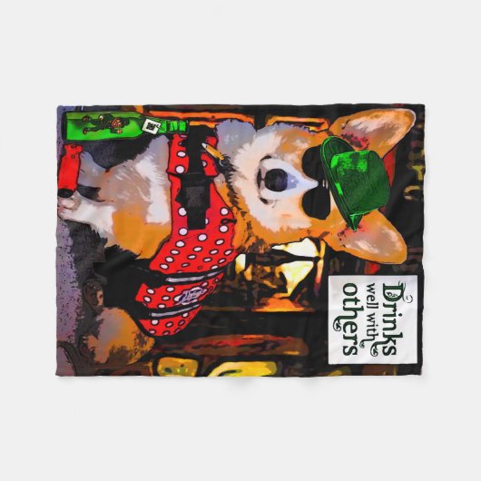 Drink goed met anderen Corgi Fleece Deken (Voorkant (Horizontaal))