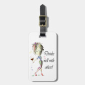 Drink goed met anderen, grappige wijnkunst bagagelabel (Voorkant verticaal)