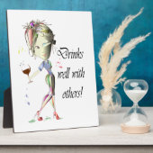 Drink goed met anderen, grappige wijnkunst fotoplaat (Zijkant)