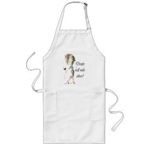 Drink goed met anderen, grappige wijnkunst lang schort