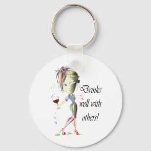Drink goed met anderen, grappige wijnkunst sleutelhanger
