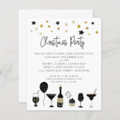 Drink Gold Black kerstparty uitgenodigd (Voorkant / Achterkant)