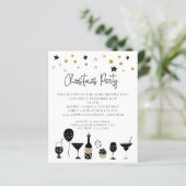 Drink Gold Black kerstparty uitgenodigd (Staand voorkant)