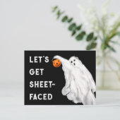 Drink Grappig Volwassen Halloween Ghost Party Feestdagenkaart (Staand voorkant)