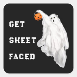 Drink Grappige Volwassen Halloween Spook Vierkante Sticker
