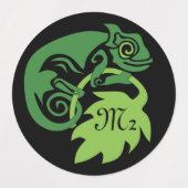 Drink Green Chameleon Lizard springt uit Labels (Design 2)