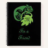 Drink Green Chameleon Lizard springt uit Notitieboek (Voorkant)