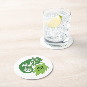Drink Green Chameleon Lizard springt uit Ronde Kartonnen Onderzetter