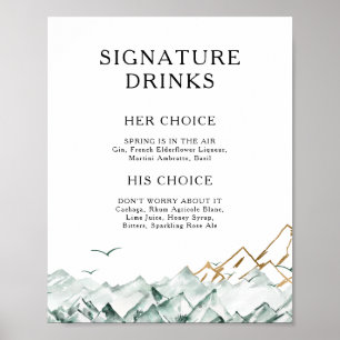 Drink Groen en goudbergen Poster