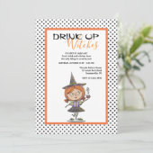 Drink Halloween uitnodiging op heksen (Staand voorkant)