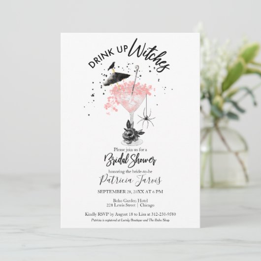 Drink Halloween Vrijgezellenfeest Uitnodiging (Staand voorkant)