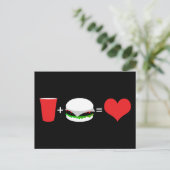 drink + hamburgers = liefde briefkaart (Staand voorkant)